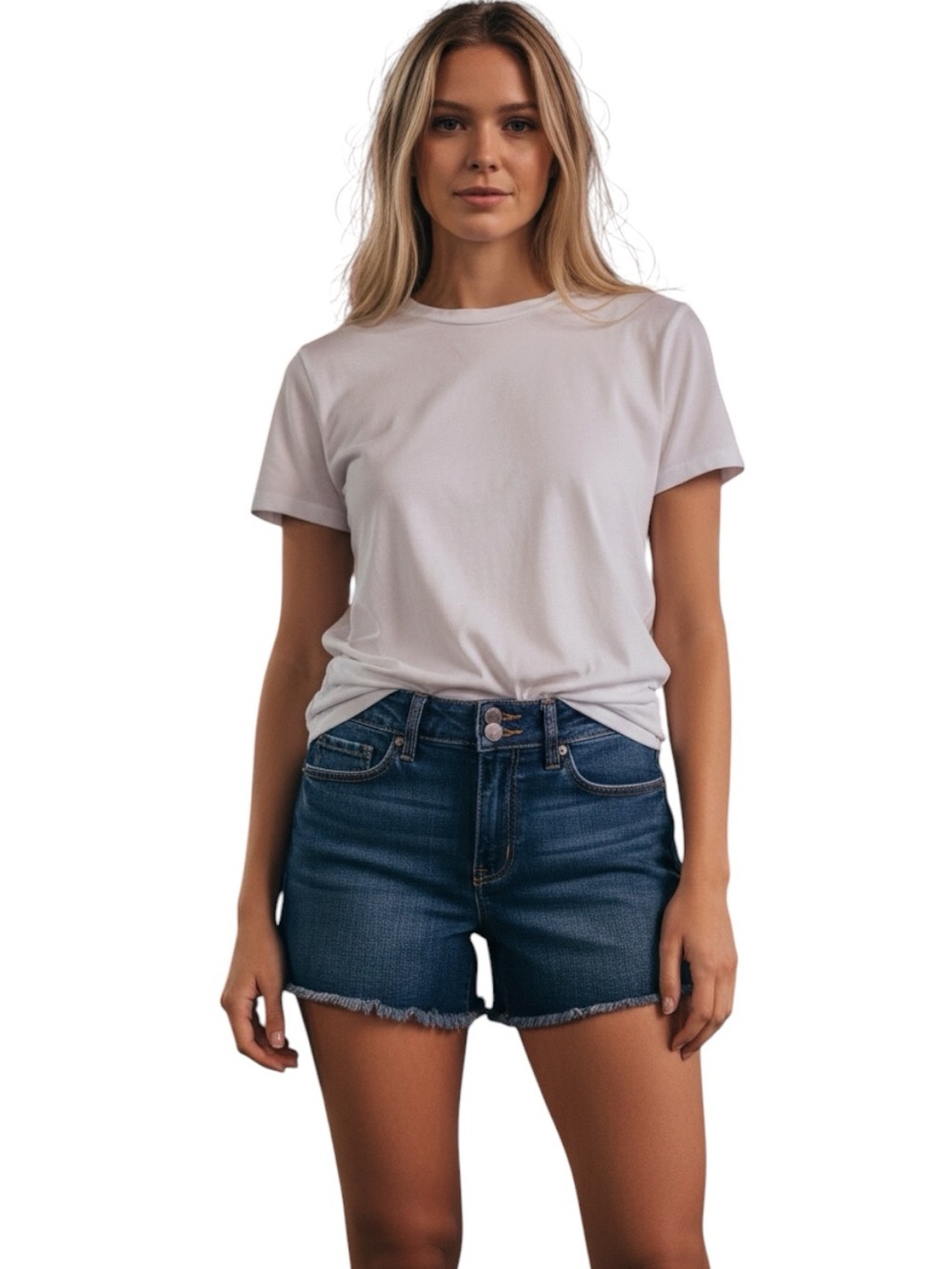 Mudd FLX Stretch Women's Medium Wash Denim Cutoff Jean Shorts Size 5 Grunge, Y2K